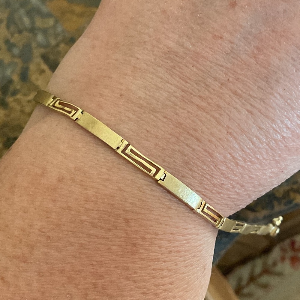 14 kt 585 YELLOW GOLD GREEK KEY UNISEX BRACELET SIZE 7.5”